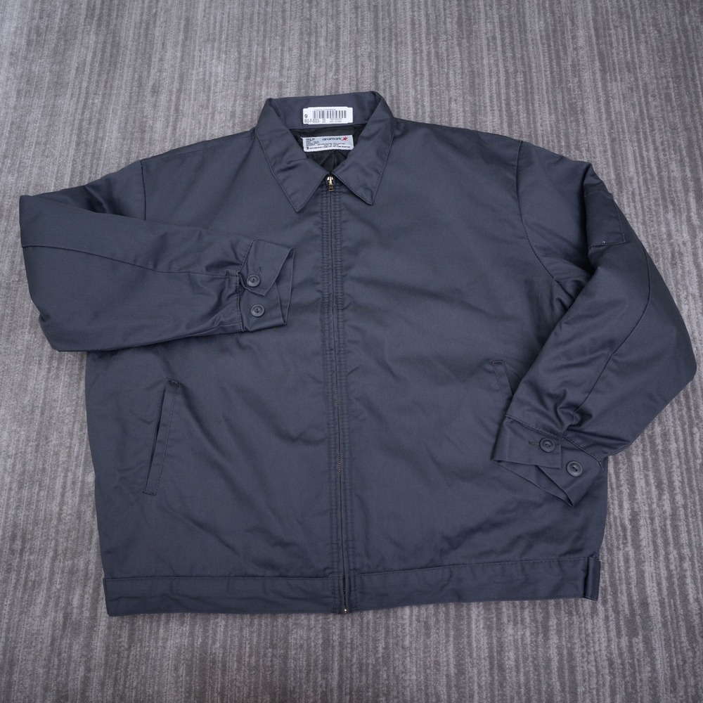 Aramark Mens 1XLR Quilted Lined Work Jacket Charcoal Gray Full Zip G00356 300CH